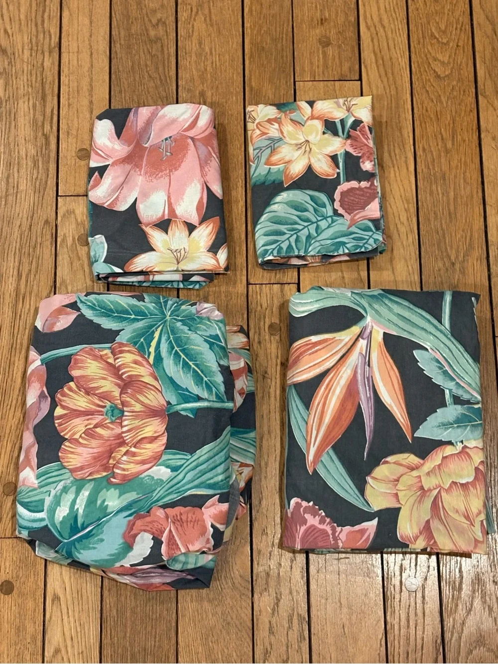 VTG Atelier MARTEX floral full sheet set fitted flat + 2 cases
